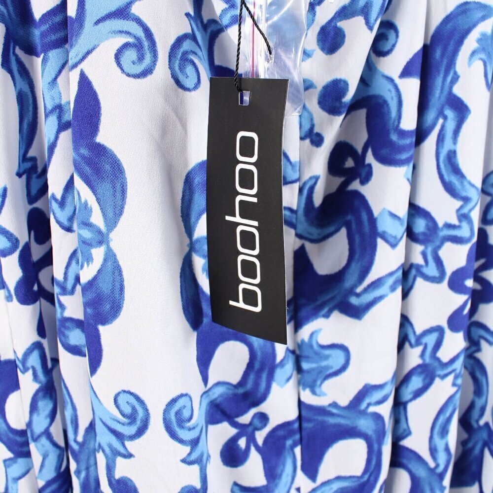 Boohoo Porcelain Print Puff Sleeve Maxi Dress - NWT - Size 16 - Picture 6 of 9